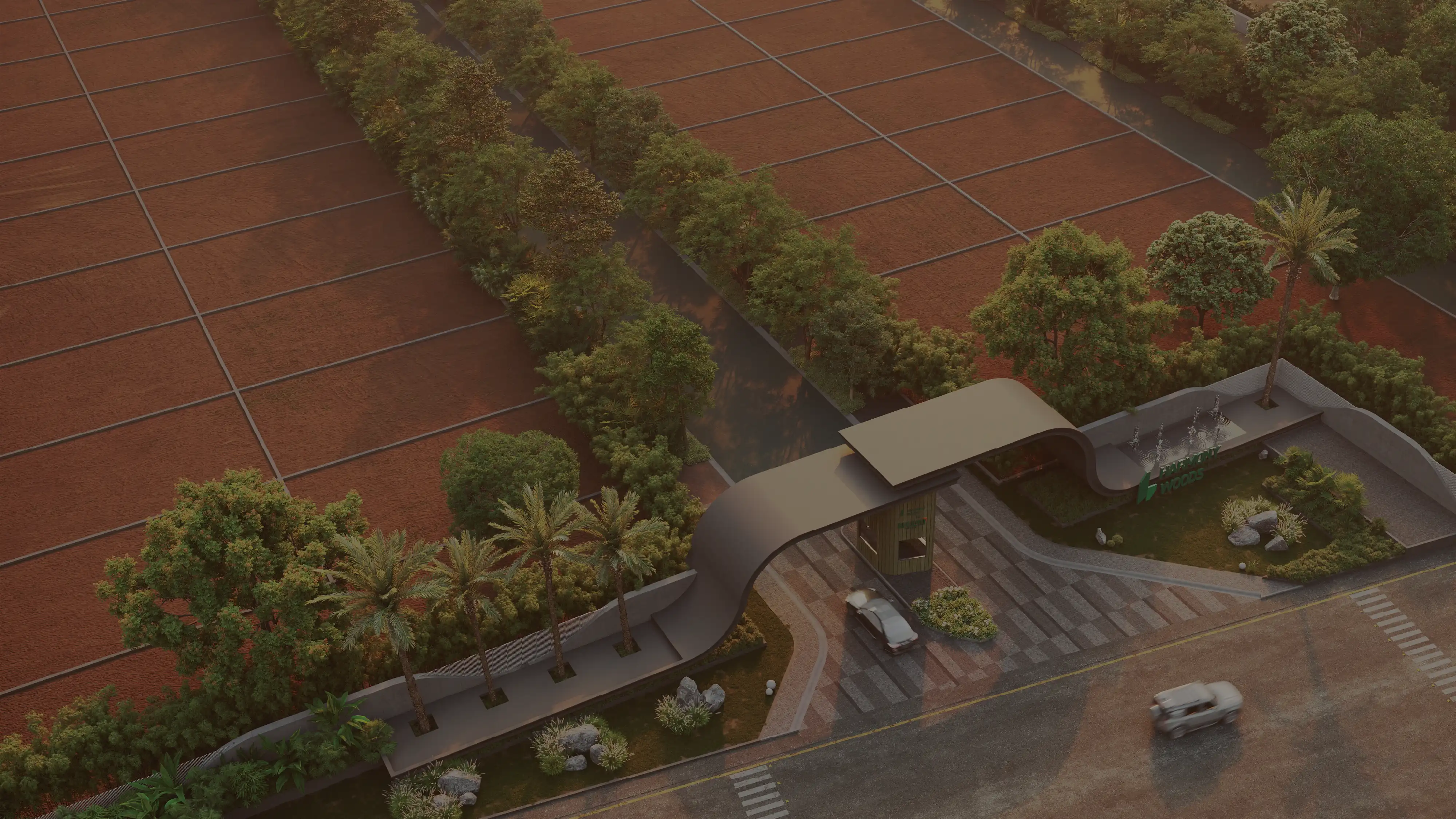 Luxury villa with pool at golden hour in Hyderabad